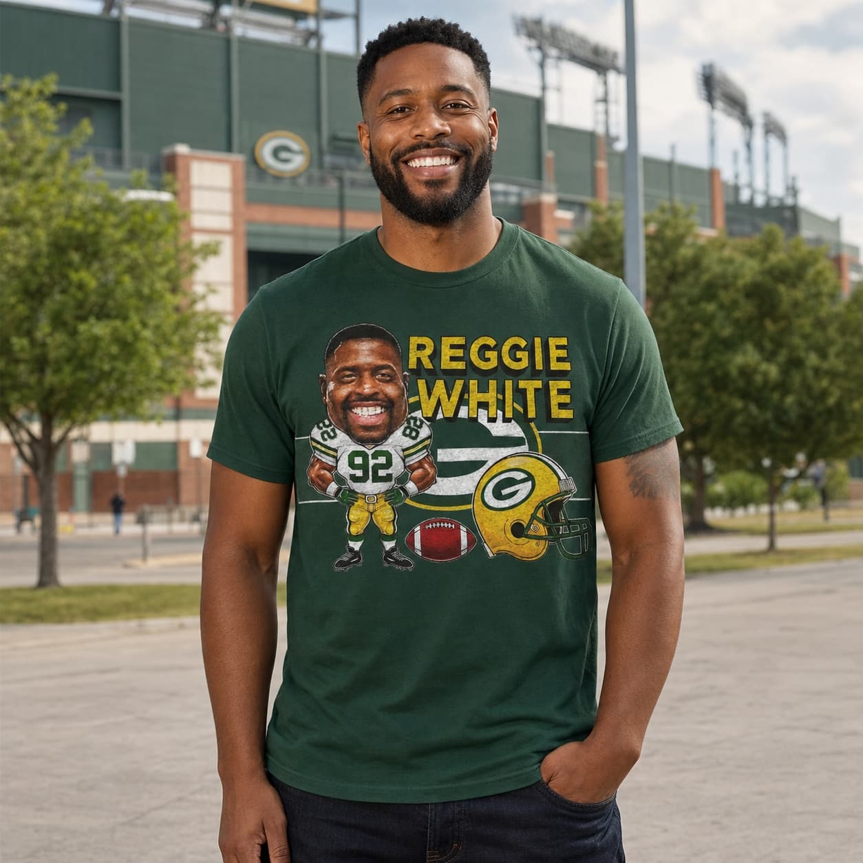 Green Bay Packers Reggie White Exclusive Retro Football 1993 Artwork Shirt