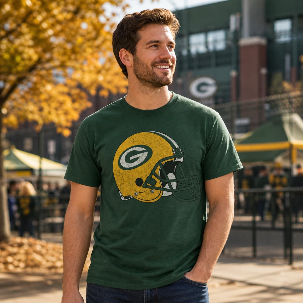Green Bay Packers Retro Football Helmet 1980 Artwork Shirt
