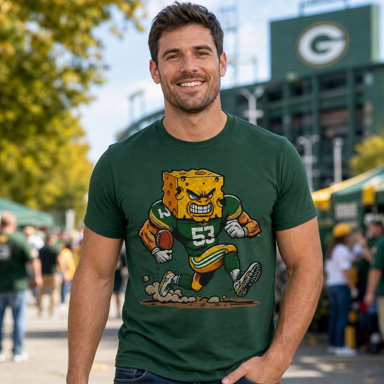 Green Bay Packers Retro Football Mascot Artwork Shirt