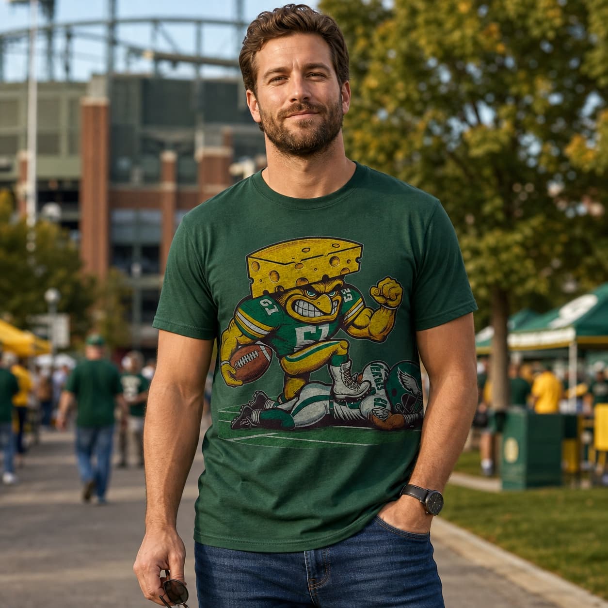 Green Bay Packers vs. Philadelphia Eagles Retro Rivalry Football Mascot 1986 Artwork Shirt