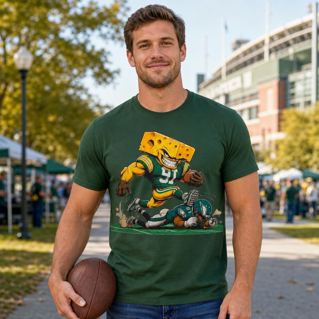 Green Bay Packers vs. Philadelphia Eagles Retro Rivalry Football Mascot 1992 Artwork Shirt