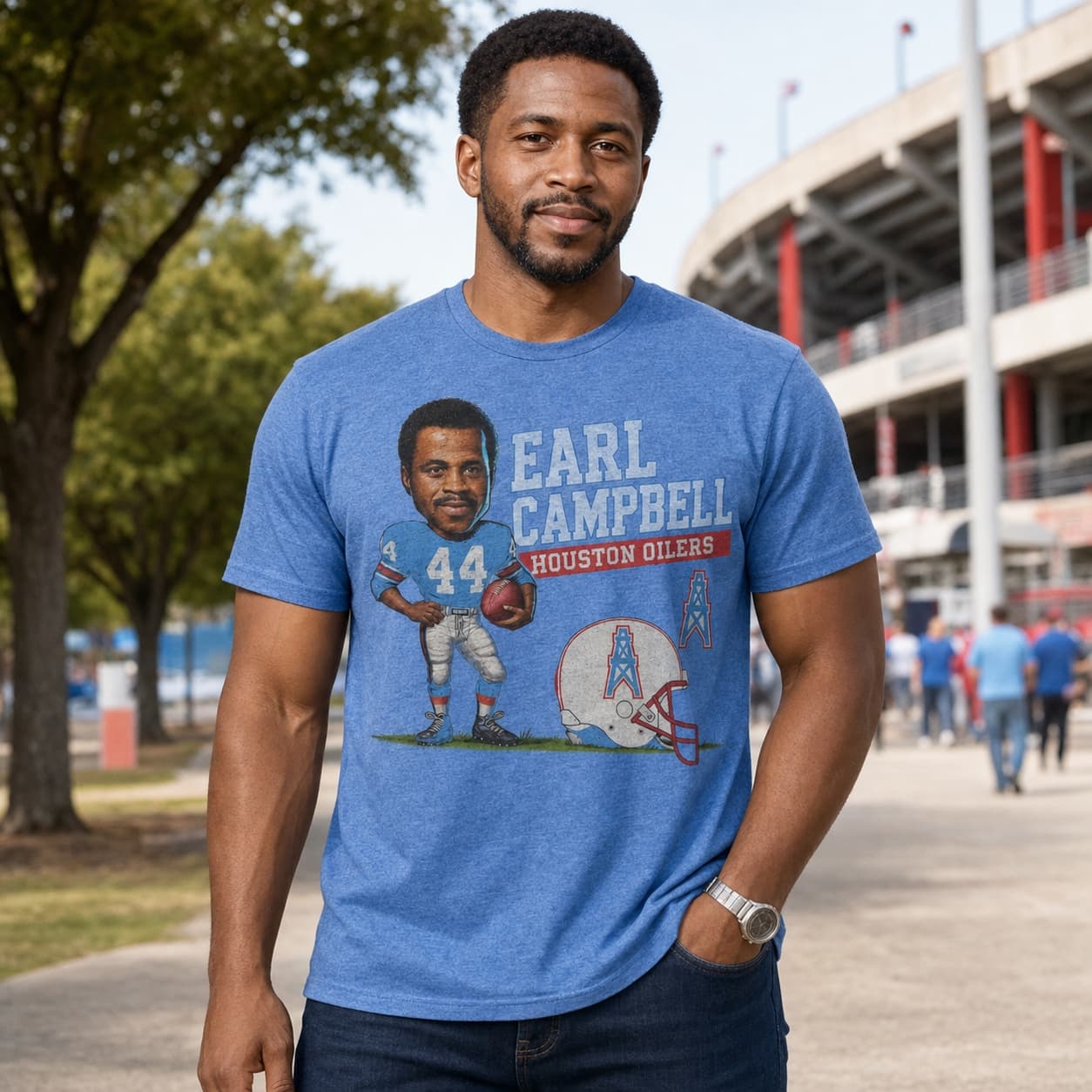 Houston Oilers Earl Campbell Exclusive Retro Football 1978 Artwork Shirt