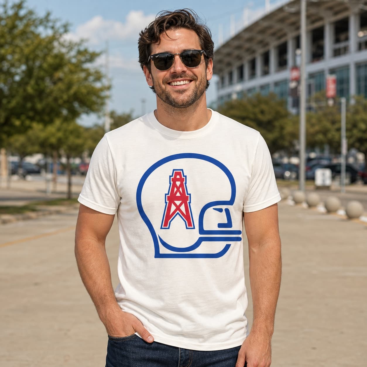 Houston Oilers Retro Football 1972 Artwork Heather T-Shirt