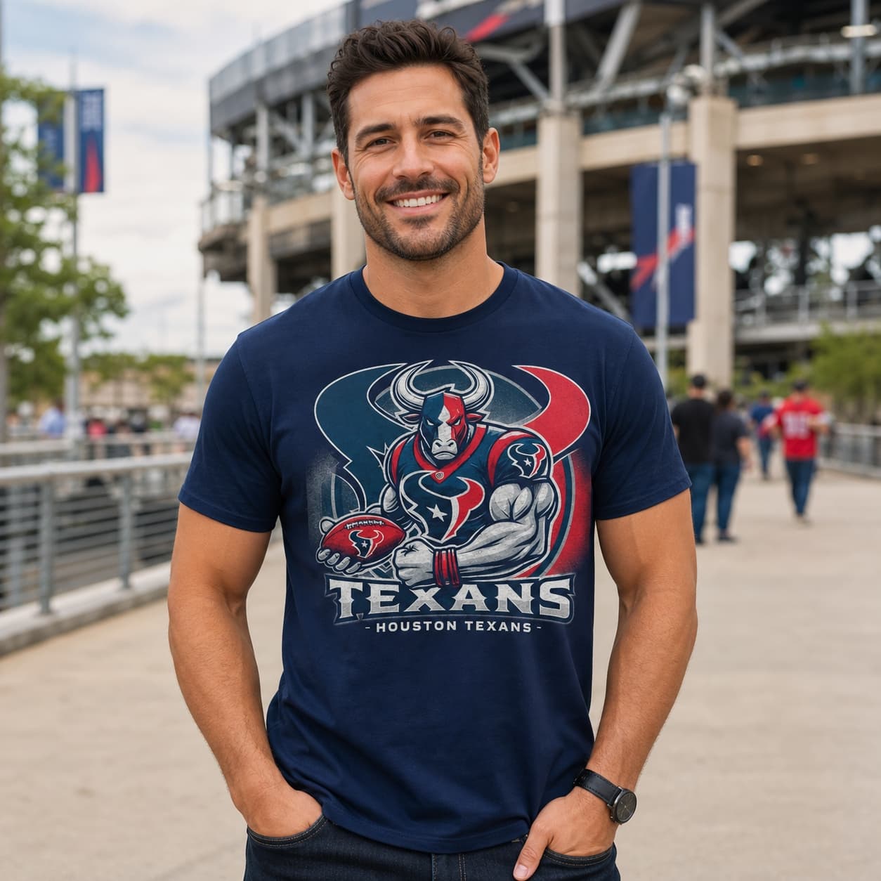 Houston Texans Exclusive Retro Football Circle Artwork Shirt