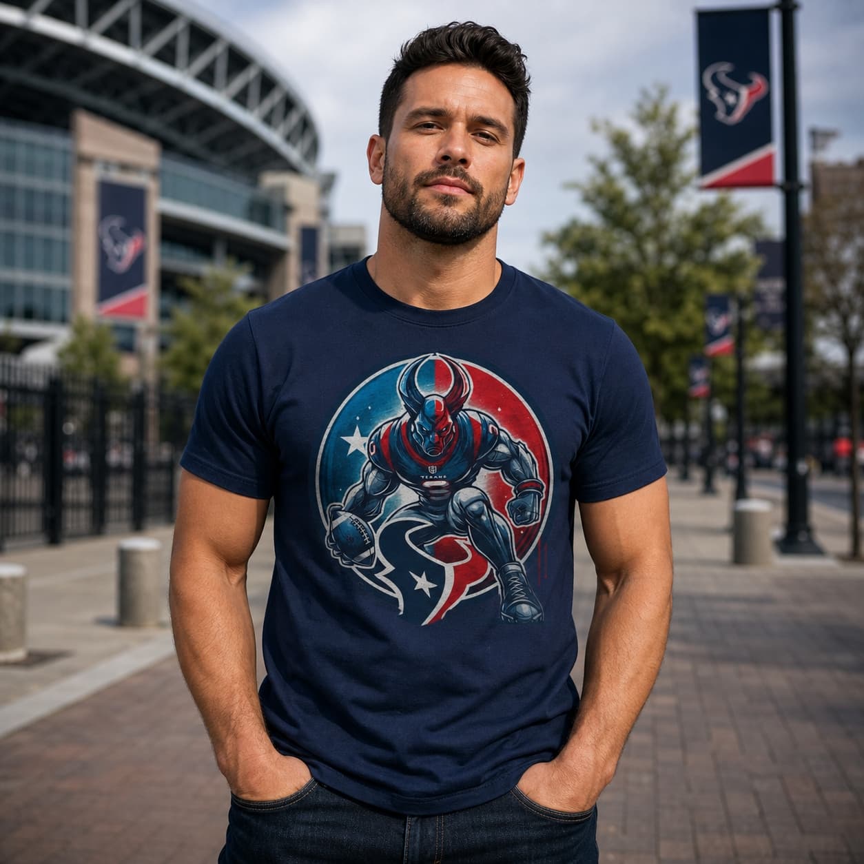 Houston Texans Exclusive Retro Football Intimidating Mascot Artwork Shirt