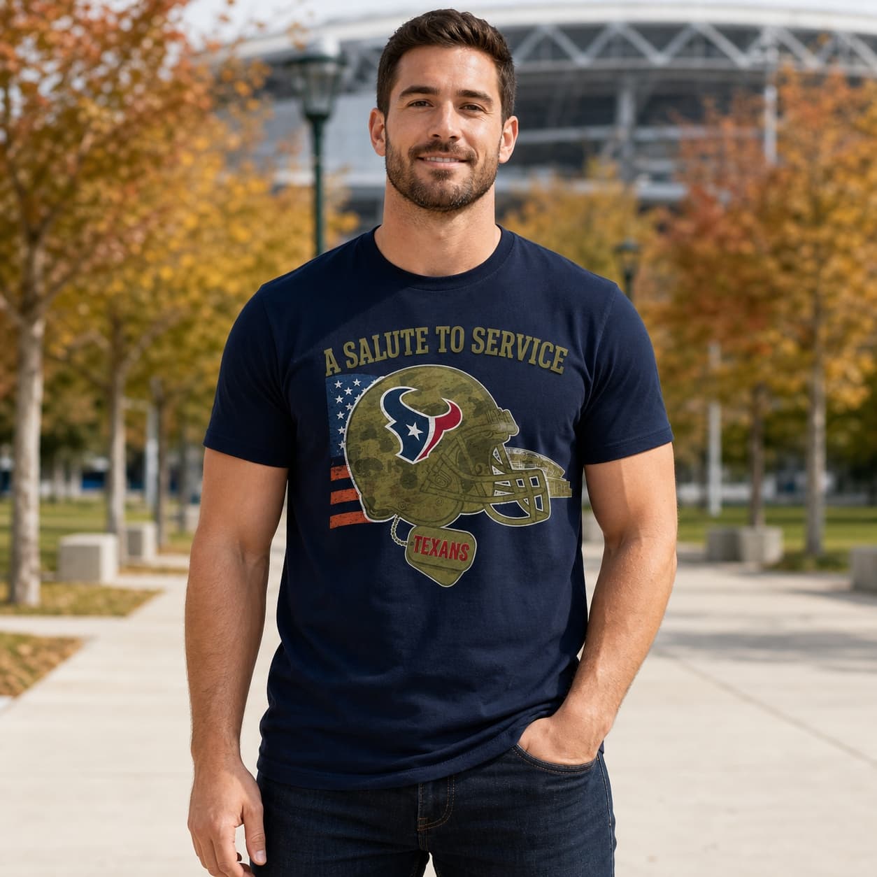 Houston Texans Exclusive Retro Football Service Salute Artwork Shirt