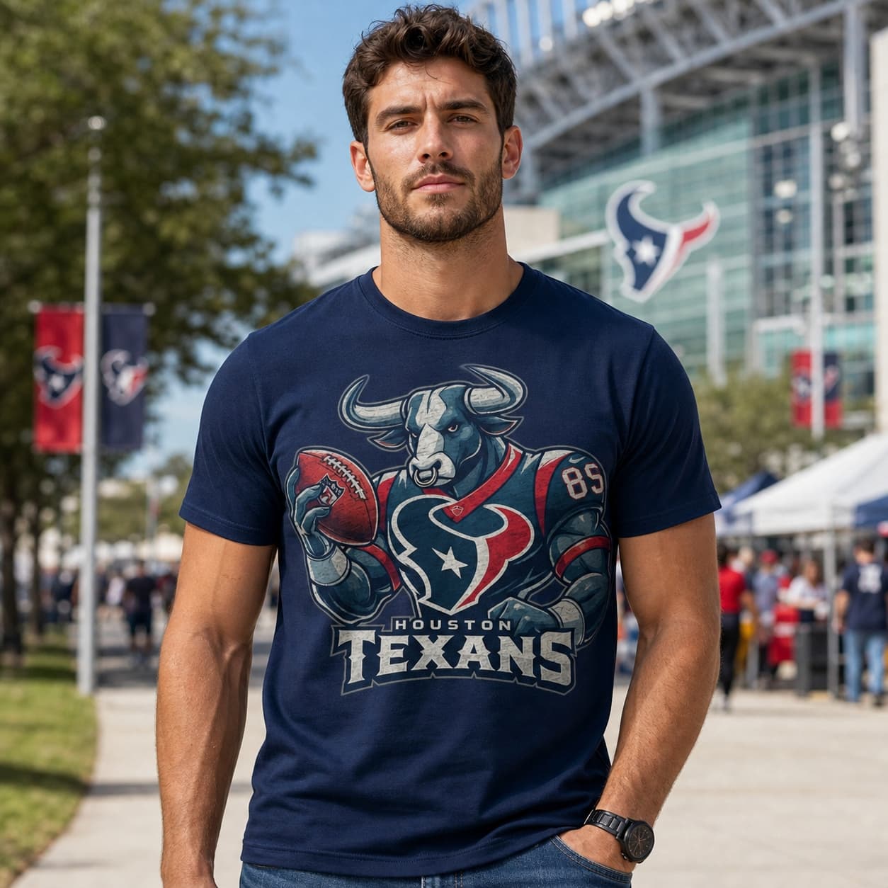 Houston Texans Exclusive Retro Football Toro Mascot Artwork Shirt