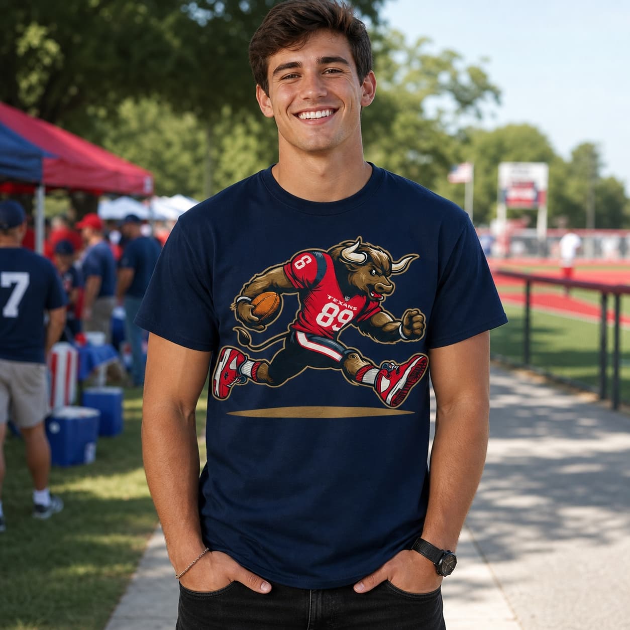 Houston Texans Retro Football Mascot Artwork Shirt