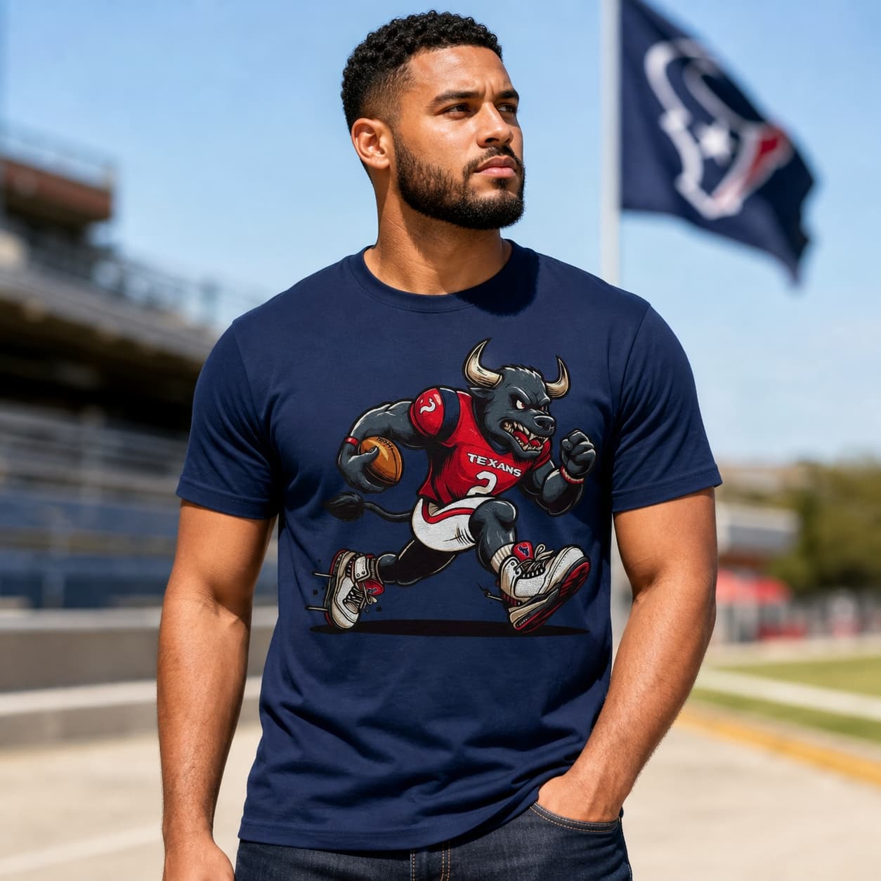 Houston Texans Vintage Retro Football Mascot Artwork Shirt