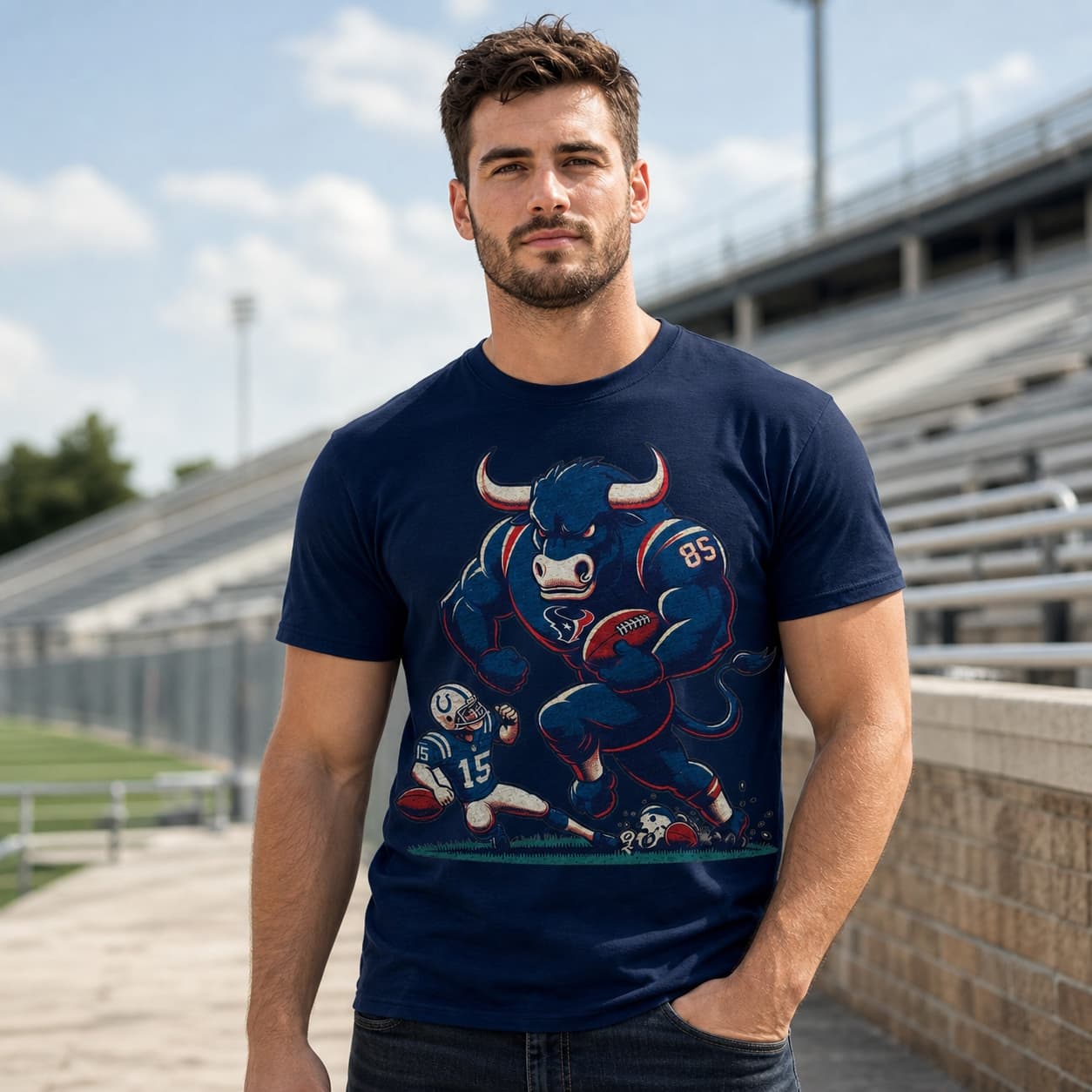 Houston Texans vs. Indianapolis Colts Retro Rivalry Football Mascot Artwork Shirt