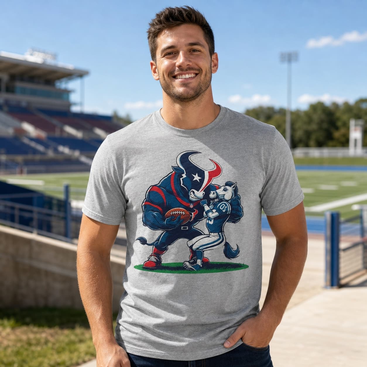 Houston Texans vs. Indianapolis Colts Retro Rivalry Football Toro Artwork Shirt