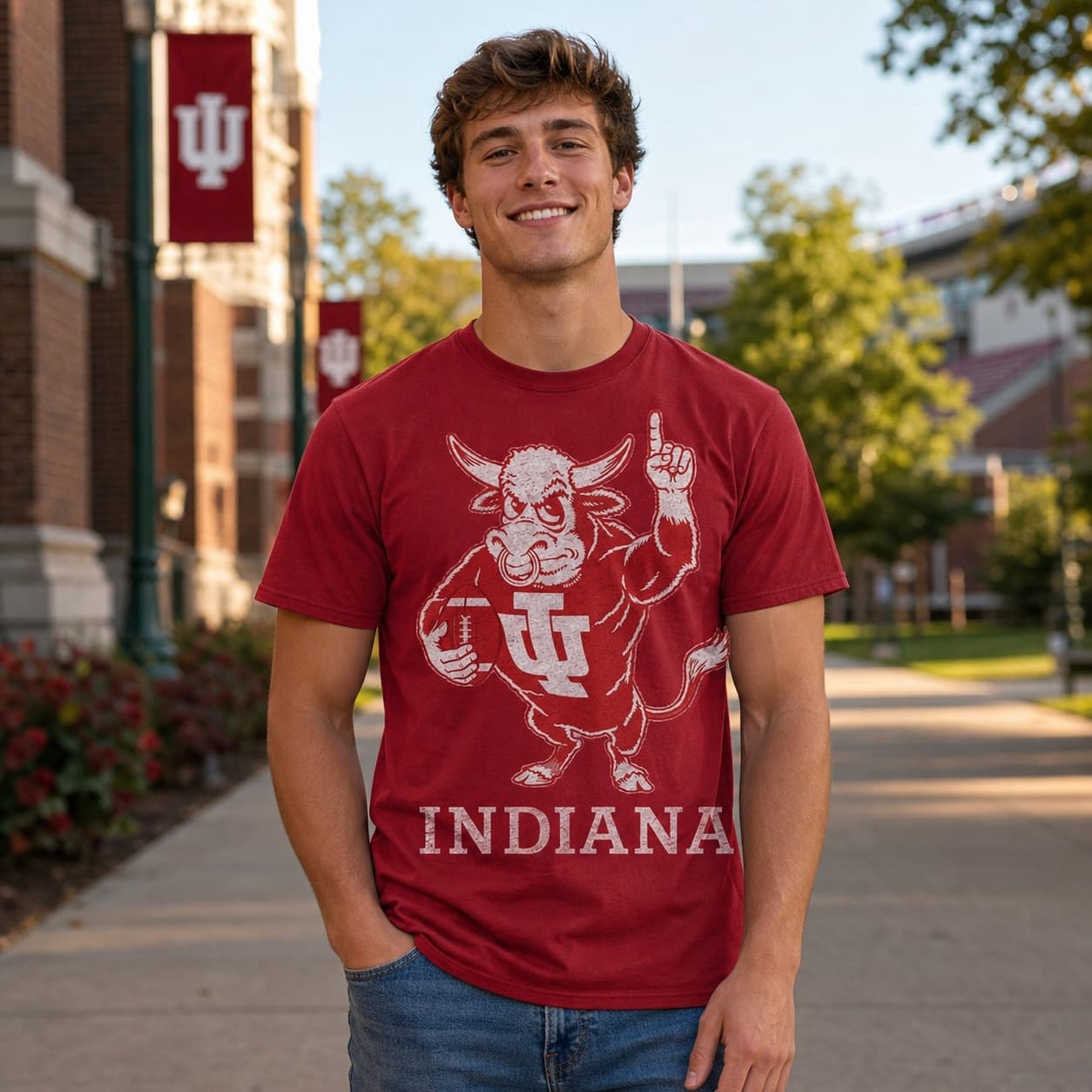Indiana Hoosiers Retro Football 1965 Artwork T-Shirt