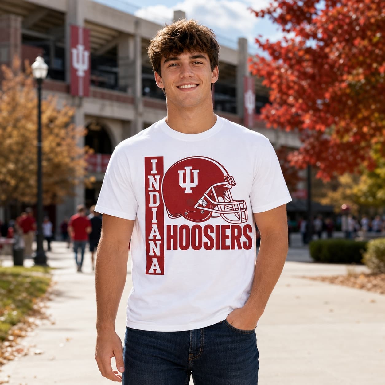 Indiana Hoosiers Throwback Exclusive Retro Football Artwork Shirt