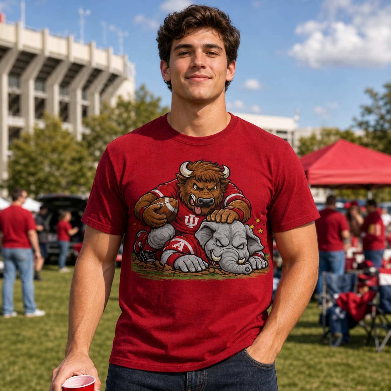 Indiana Hoosiers vs. Alabama Crimson Tide Playoffs Retro Rivalries Football Artwork Shirt