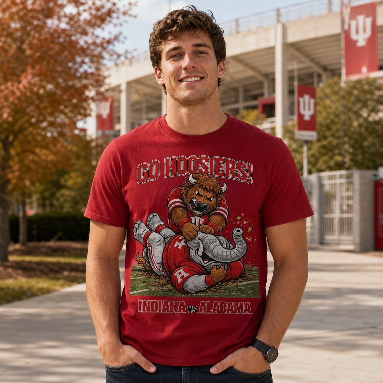 Indiana Hoosiers vs. Alabama Retro Rivals Football College Playoffs Artwork Shirt