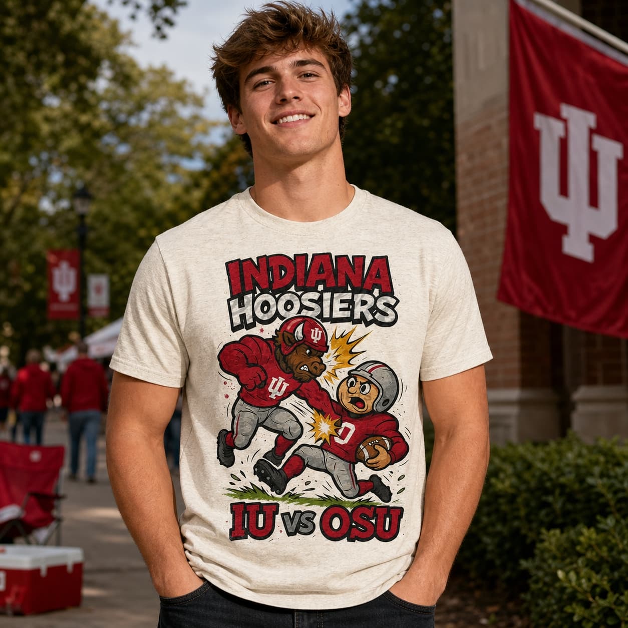 Indiana Hoosiers vs. Ohio State Buckeyes Retro Rivals Football Artwork Shirt