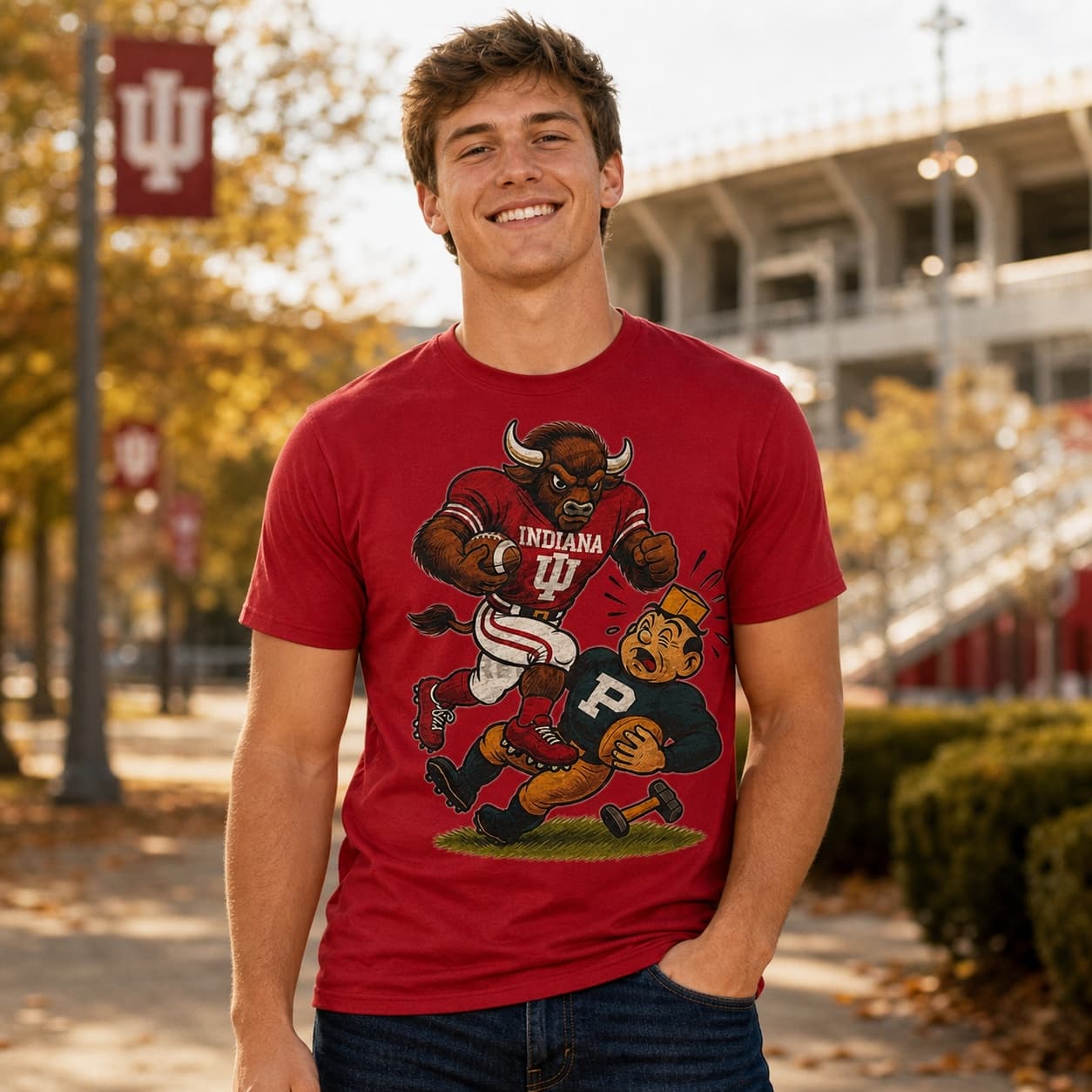 Indiana Hoosiers vs. Purdue Boilermakers Retro Rivals Week Football Artwork Shirt
