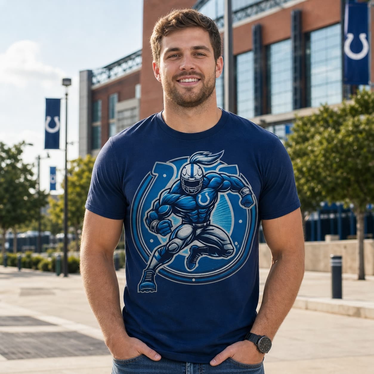 Indianapolis Colts Exclusive Retro Football Circle Artwork Shirt