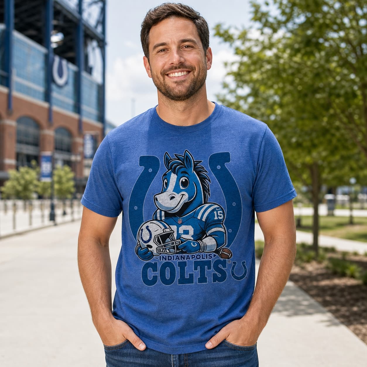 Indianapolis Colts Exclusive Retro Football Helmet Artwork Shirt