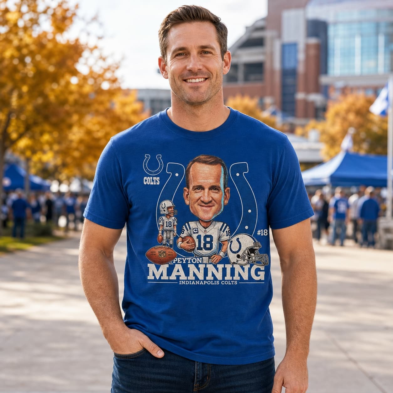 Indianapolis Colts Peyton Manning Exclusive Retro Football 1998 Artwork Shirt