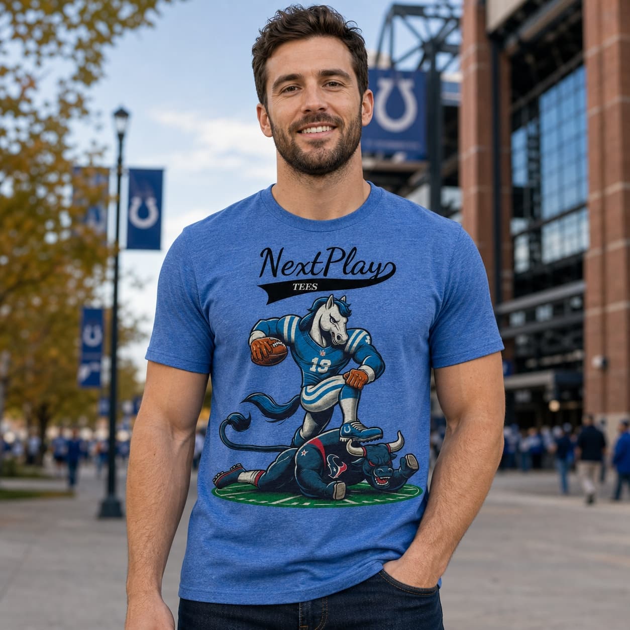 Indianapolis Colts vs. Houston Texans Retro Rivalry Football Artwork Shirt