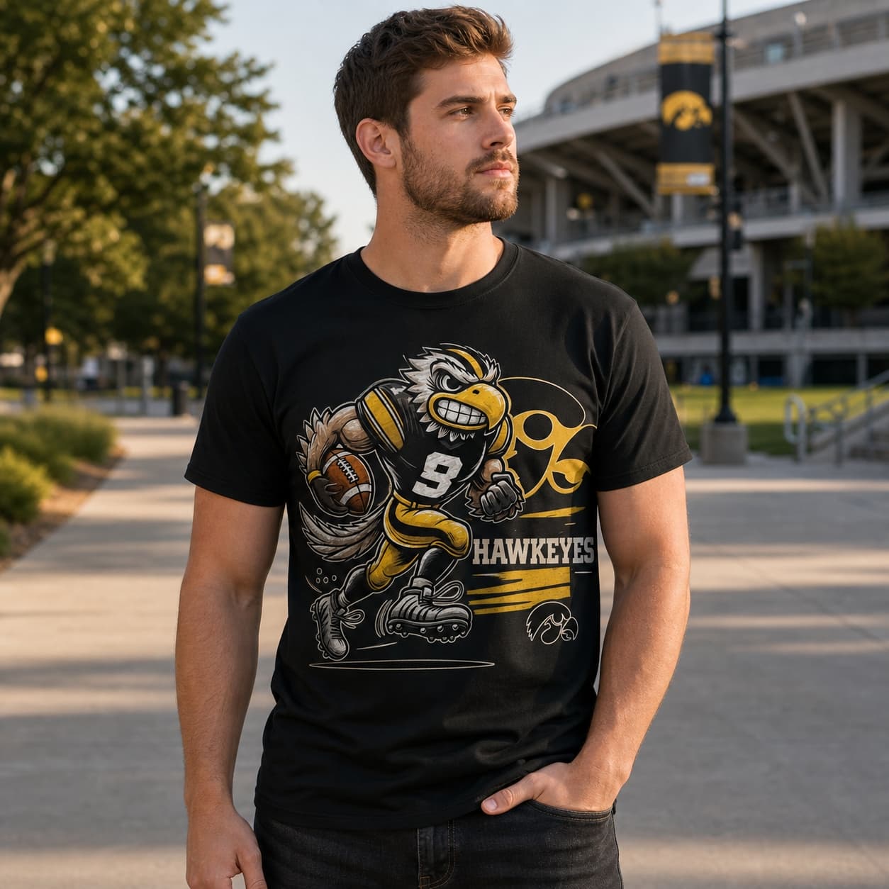 Iowa Hawkeyes Exclusive Retro Football Artwork Shirt