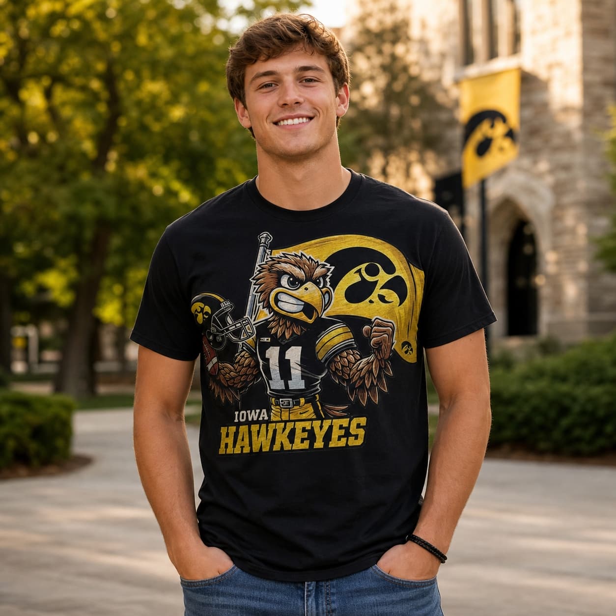 Iowa Hawkeyes Exclusive Retro Football Flag Artwork Shirt