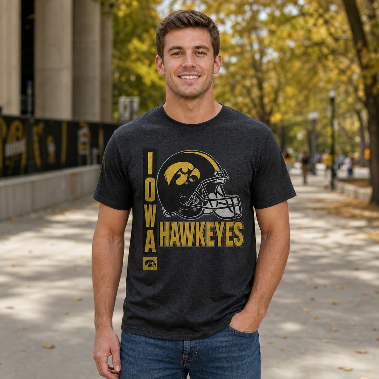 Iowa Hawkeyes Throwback Exclusive Retro Football Artwork Shirt