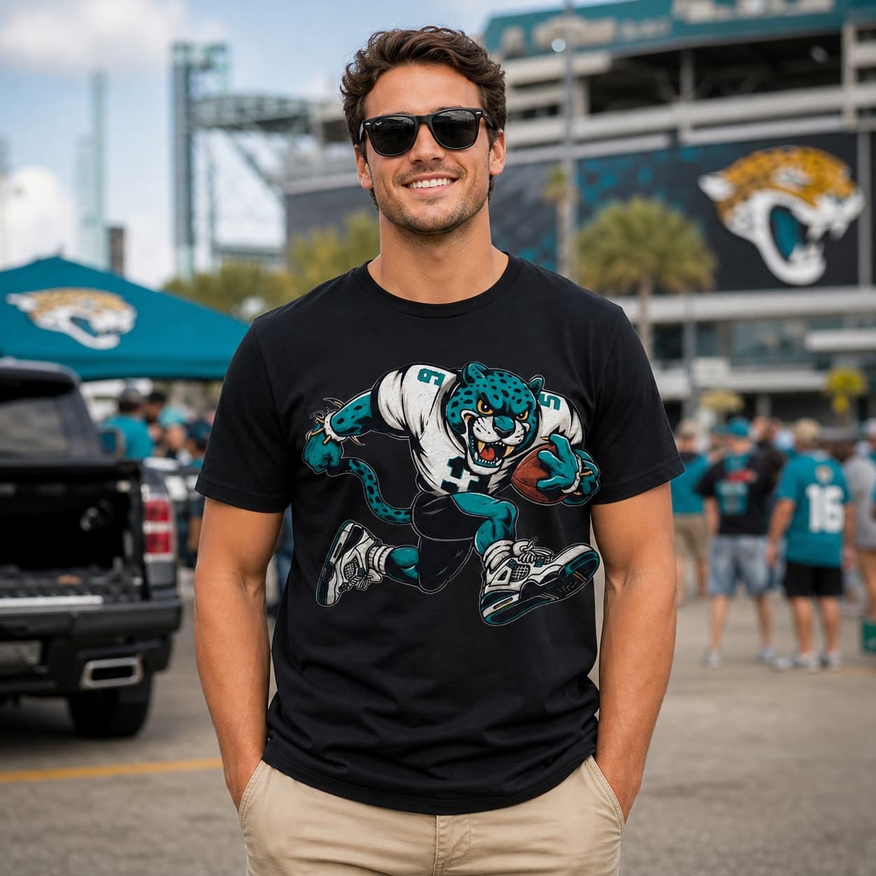 Jacksonville Jaguars Classic Retro Football Mascot Artwork Shirt