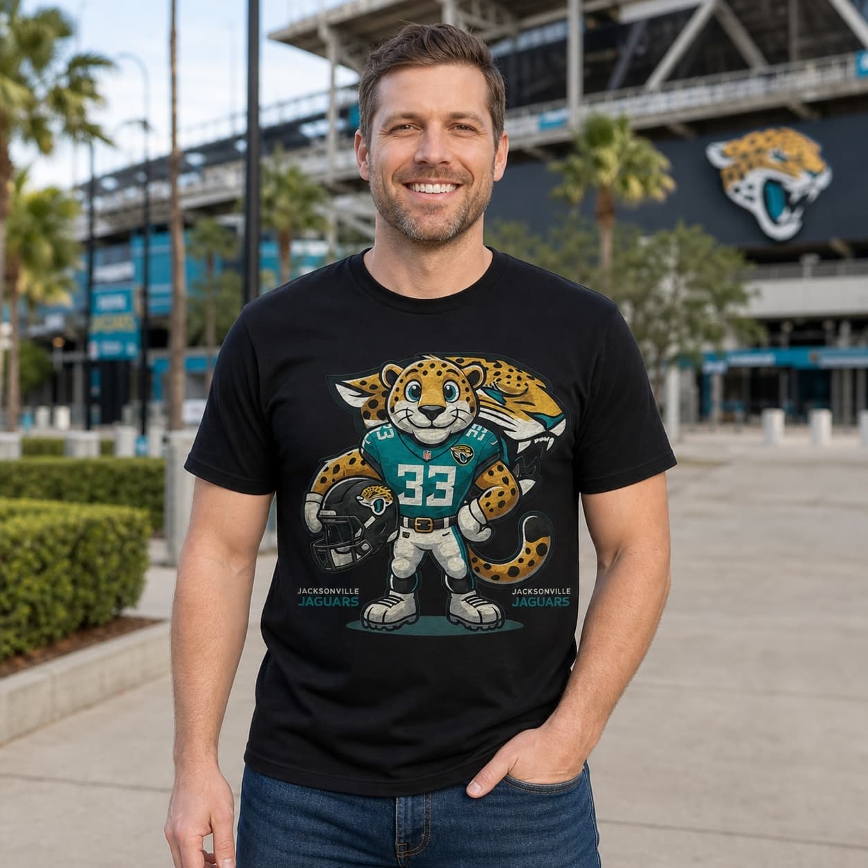 Jacksonville Jaguars Exclusive Retro Football Helmet Artwork Shirt