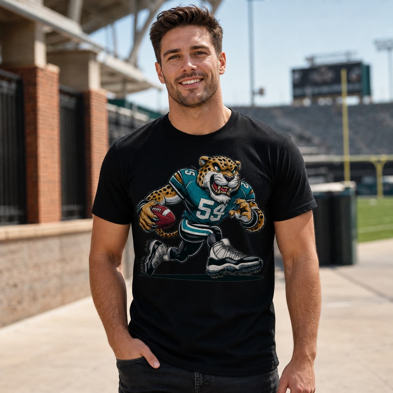 Jacksonville Jaguars Retro Football Mascot Artwork Shirt