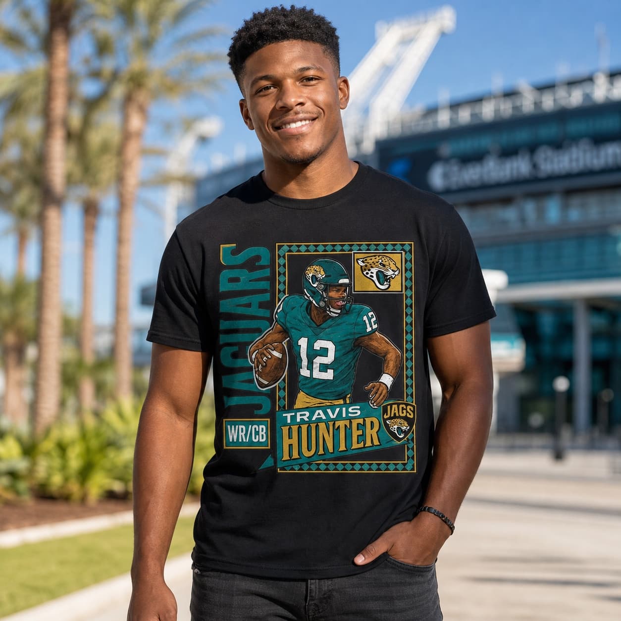 Jacksonville Jaguars Travis Hunter Exclusive Retro RC Football Artwork Shirt