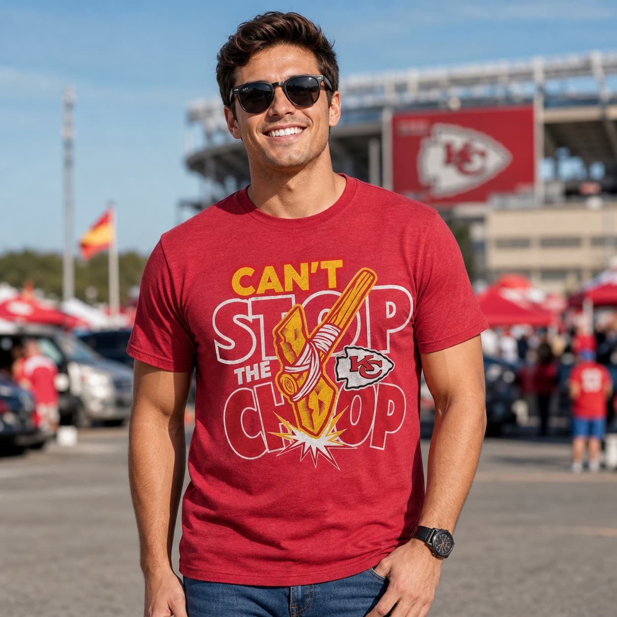Kansas City Chiefs Can’t Stop The Chop Retro Football Artwork Shirt