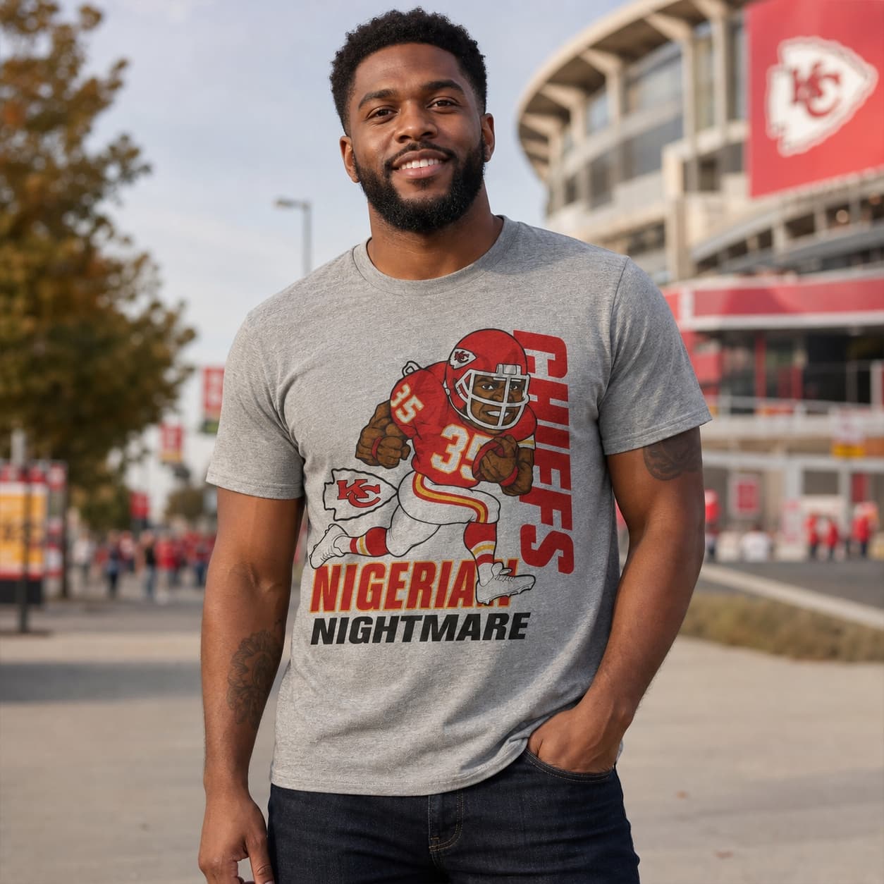 Kansas City Chiefs Christian Okoye Nigerian Nightmare Retro Football 1988 Artwork Shirt