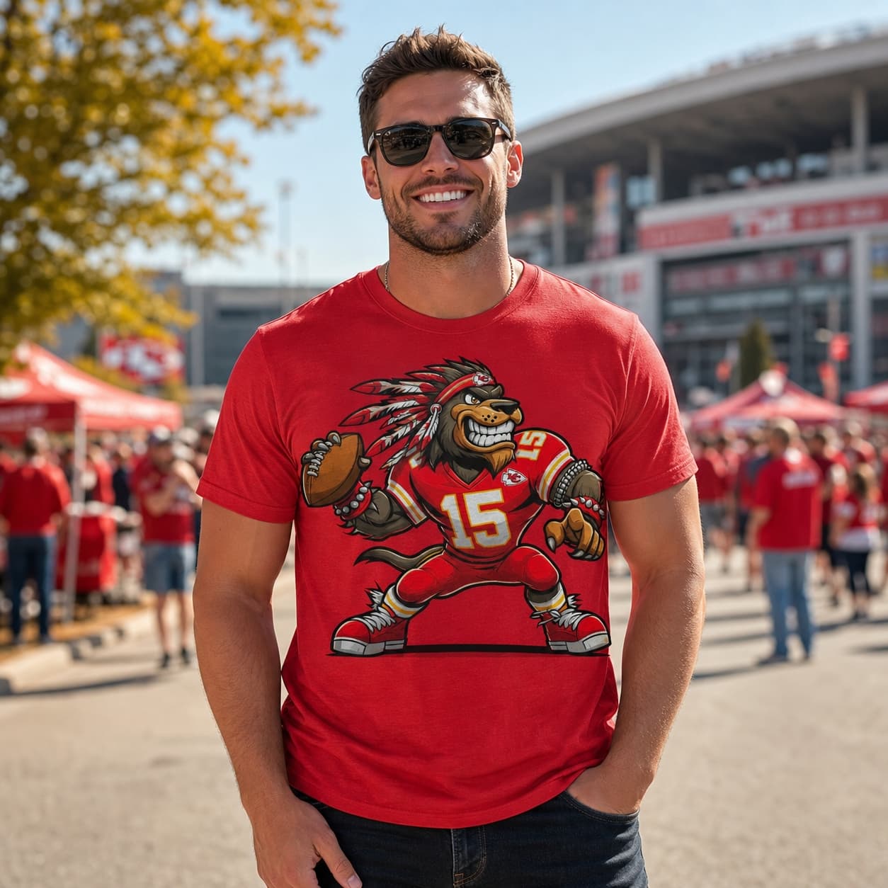 Kansas City Chiefs Classic Retro Football Mascot Artwork Shirt