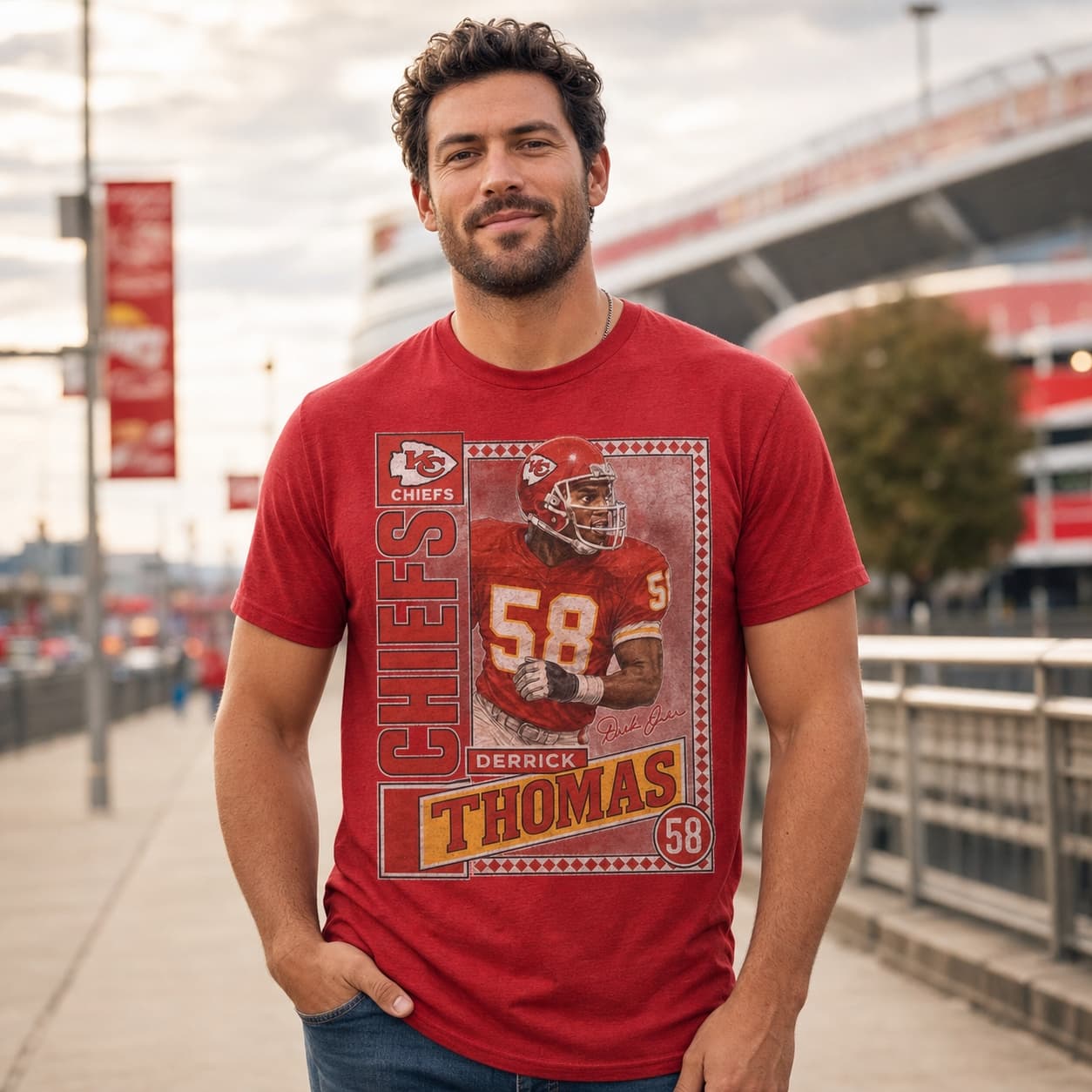 Kansas City Chiefs Derrick Thomas Exclusive Retro Football 1991 Artwork Shirt