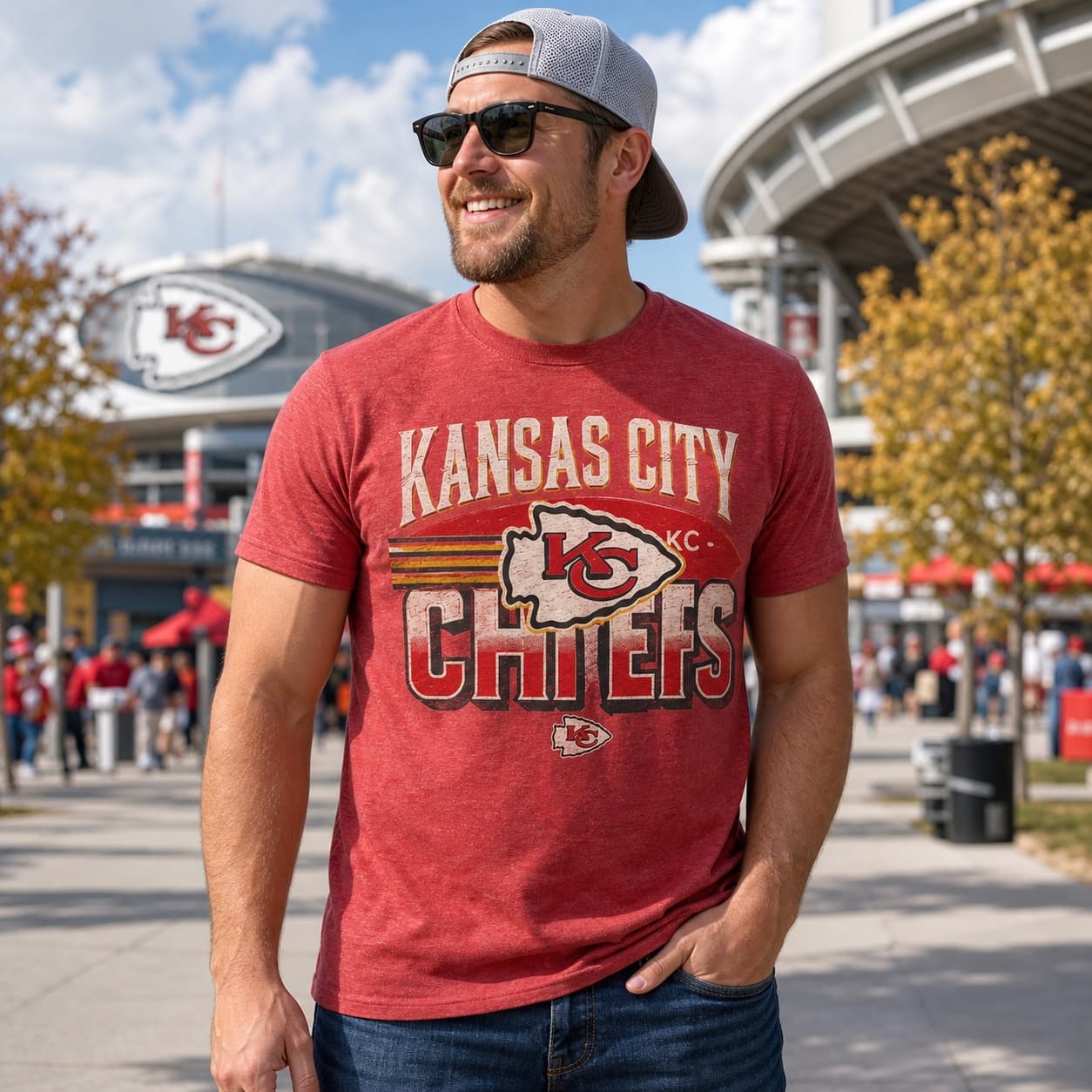 Kansas City Chiefs Exclusive Retro Throwback Football Artwork Shirt