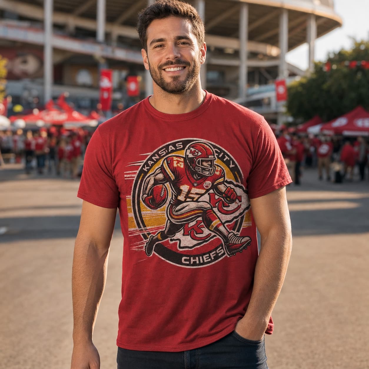 Kansas City Chiefs Exclusive Retro Throwback Football Circle Artwork Shirt