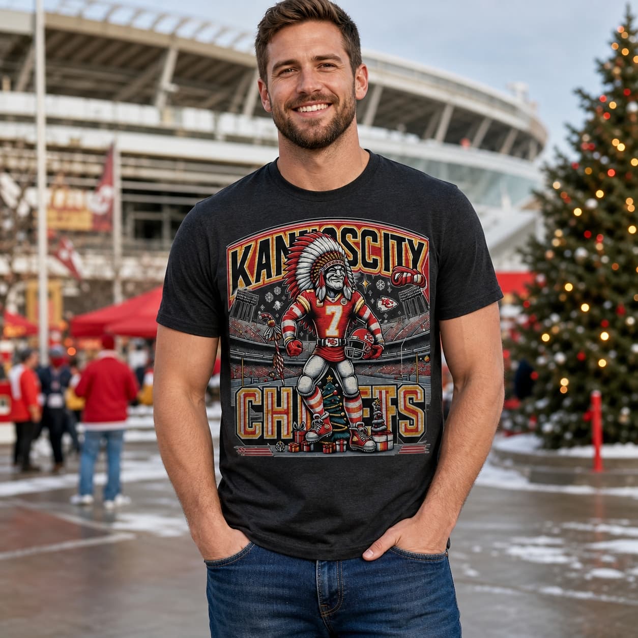 Kansas City Chiefs Holiday Stadium Exclusive Retro Football Artwork Shirt