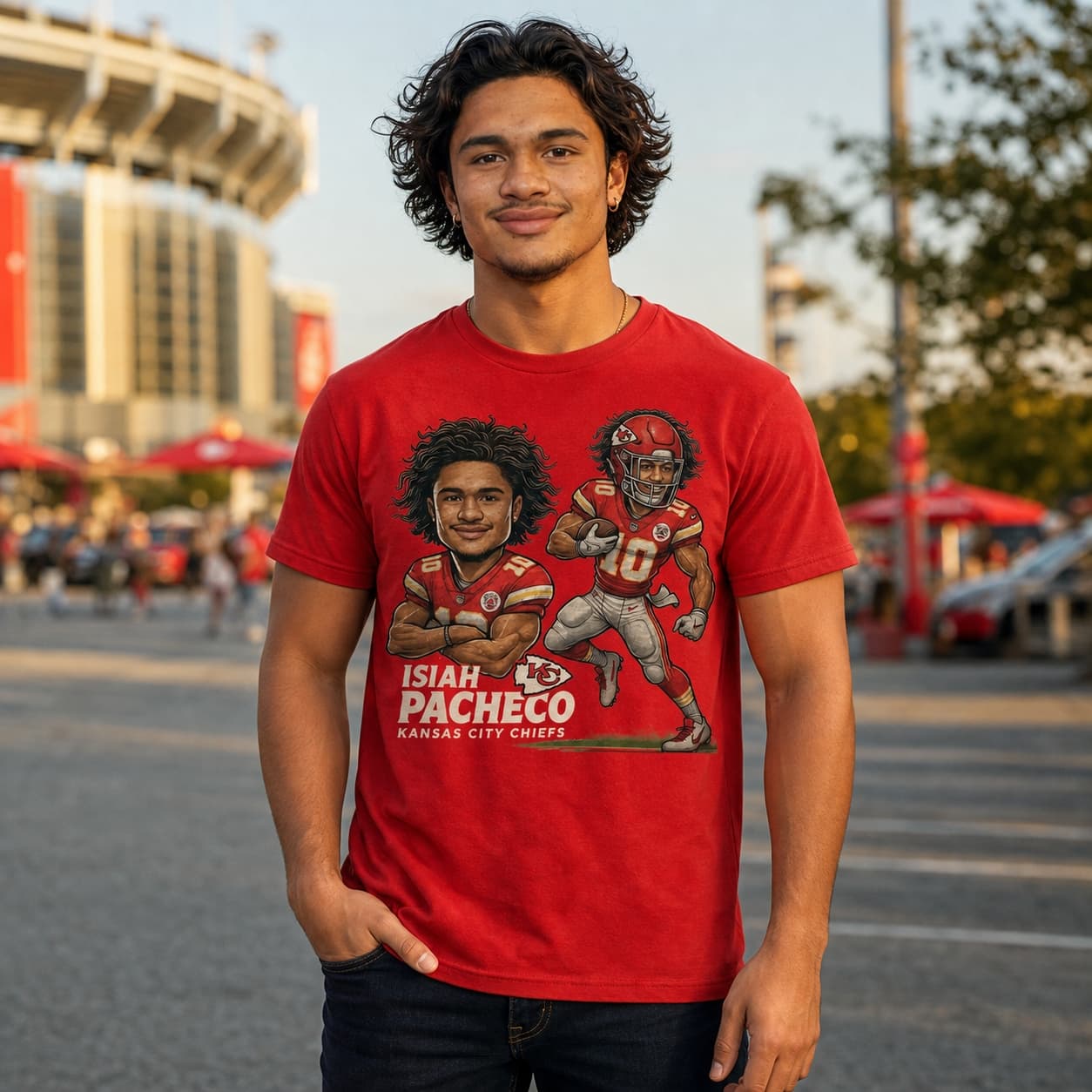 Kansas City Chiefs Isiah Pacheco Exclusive Retro Football Artwork Shirt