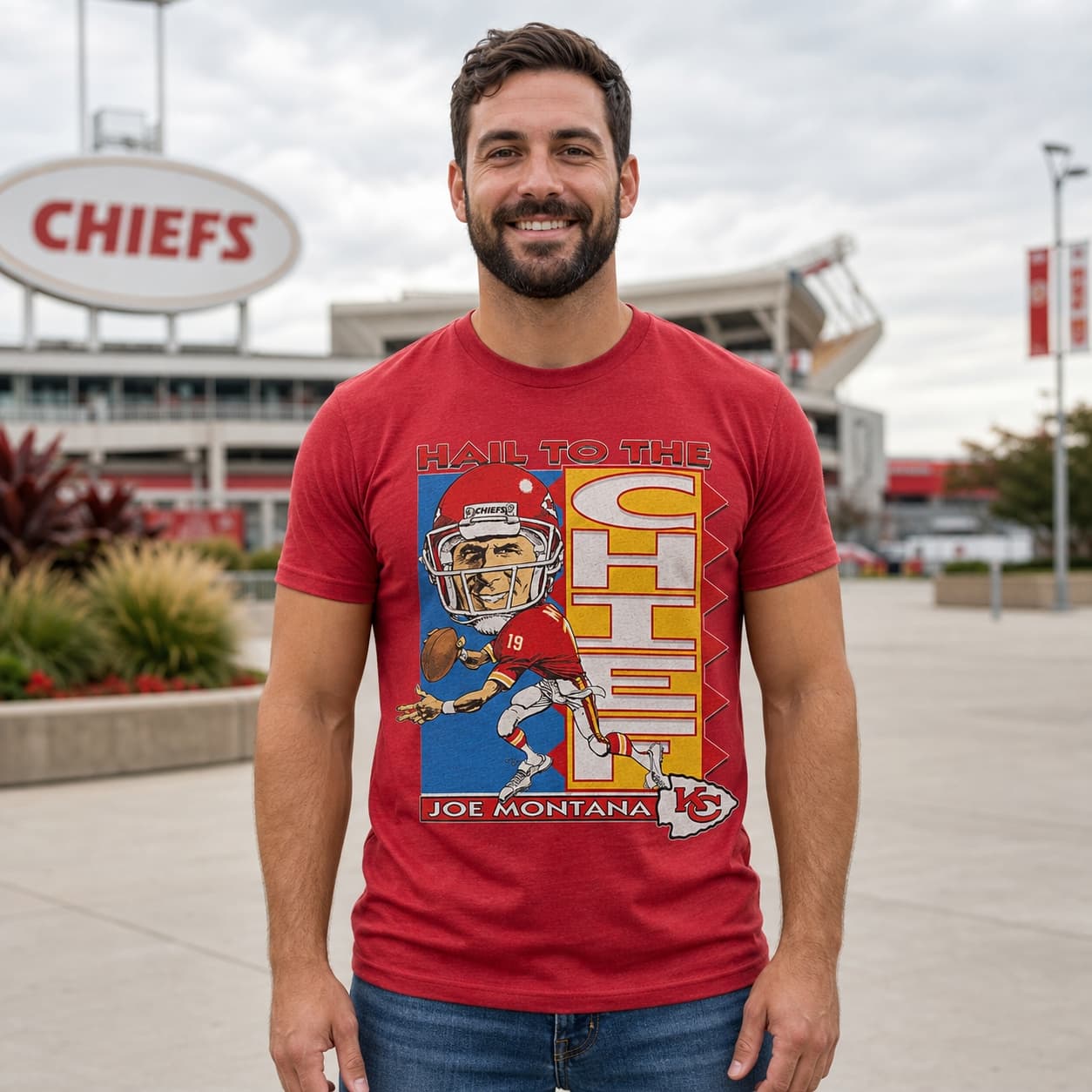 Kansas City Chiefs Joe Montana Retro Football 1992 Artwork T-Shirt
