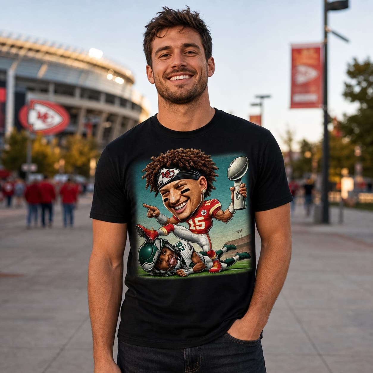 Kansas City Chiefs Mahomes vs. Philadelphia Eagles Saquon Exclusive Retro Rivalries Football Super Bowl Artwork Shirt