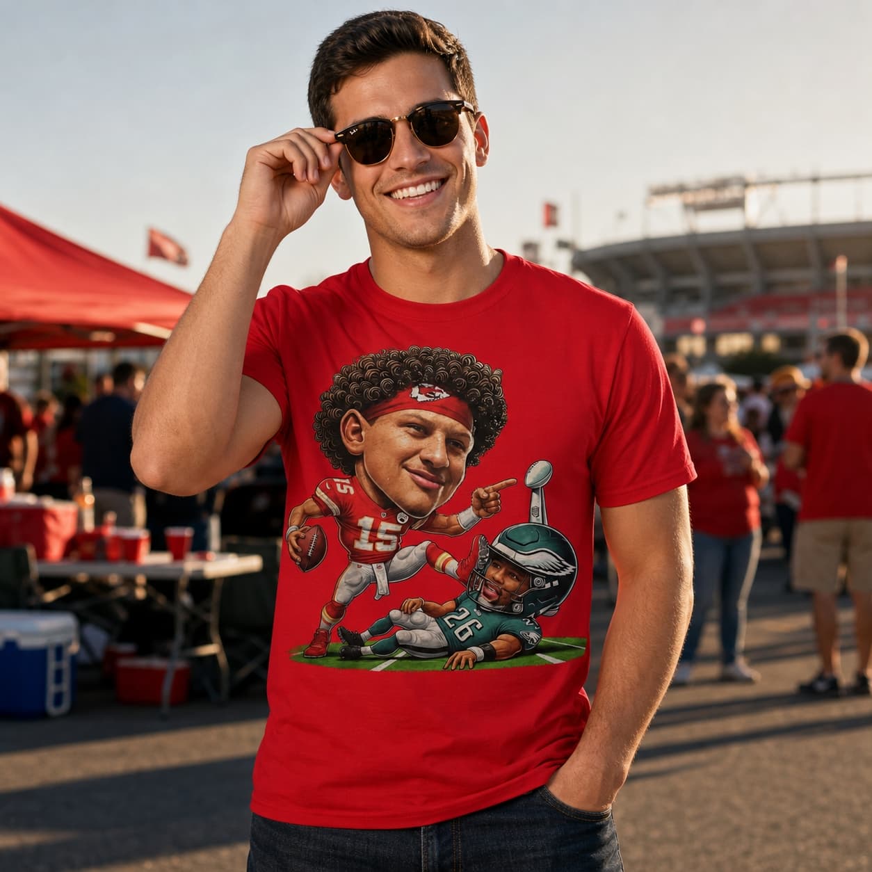 Kansas City Chiefs Mahomes vs. Philadelphia Eagles Saquon Exclusive Retro Rivalries Football Super Bowl Champs Artwork Shirt