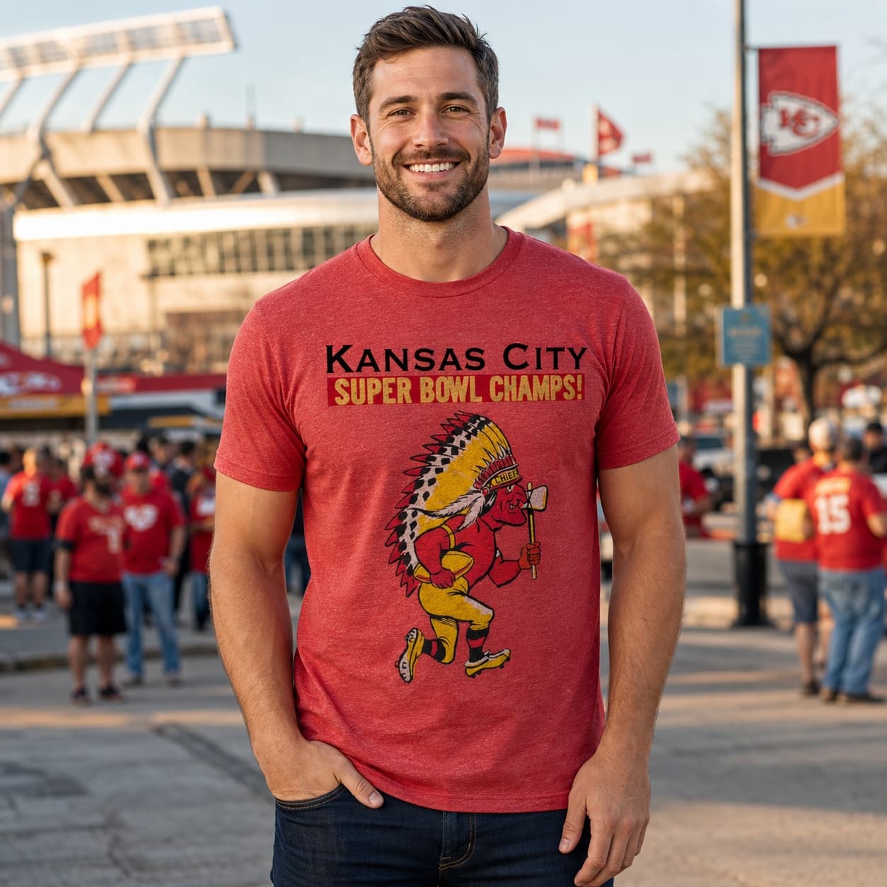 Kansas City Chiefs Nostalgic Super Bowl Champs Football Artwork Shirt