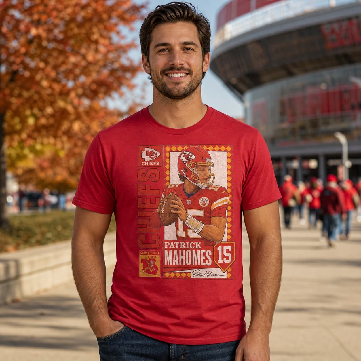 Kansas City Chiefs Patrick Mahomes Exclusive Retro Football Card Artwork Shirt