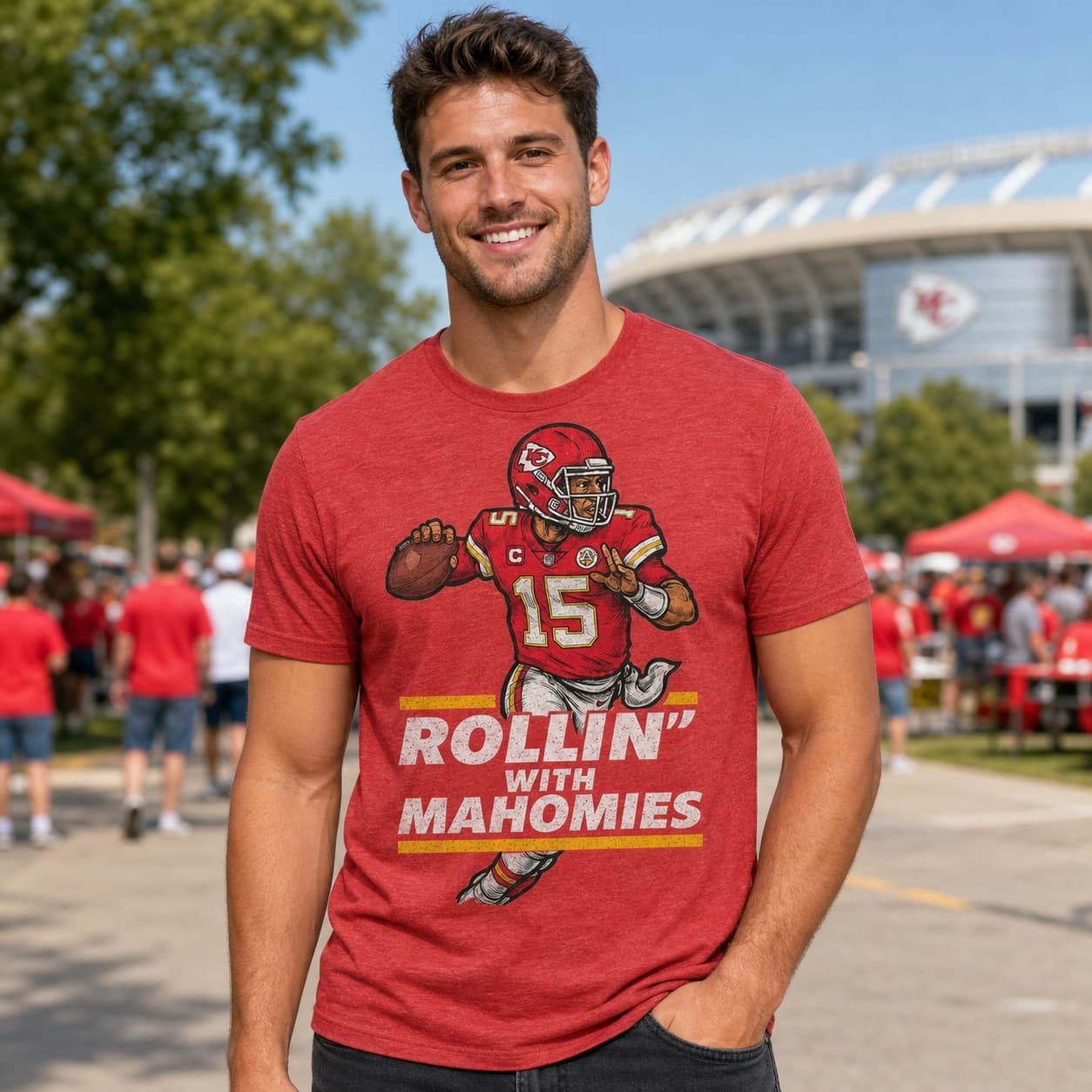 Kansas City Chiefs Patrick Mahomes Rollin With Mahomies Retro Football Artwork Shirt