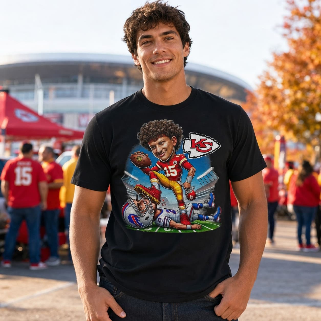 Kansas City Chiefs Patrick Mahomes vs. Buffalo Bills Exclusive Retro Rivalries Football Artwork Shirt