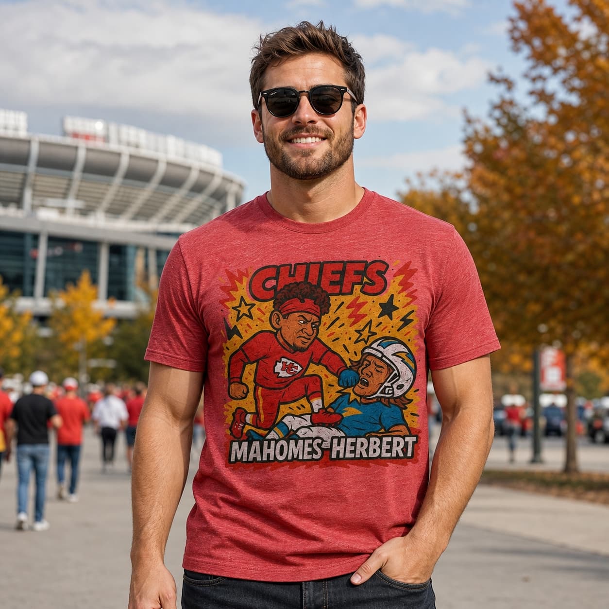 Kansas City Chiefs Patrick Mahomes vs. Los Angeles Chargers Justin Herbert Exclusive Punch Retro Rivalries Football Artwork Shirt