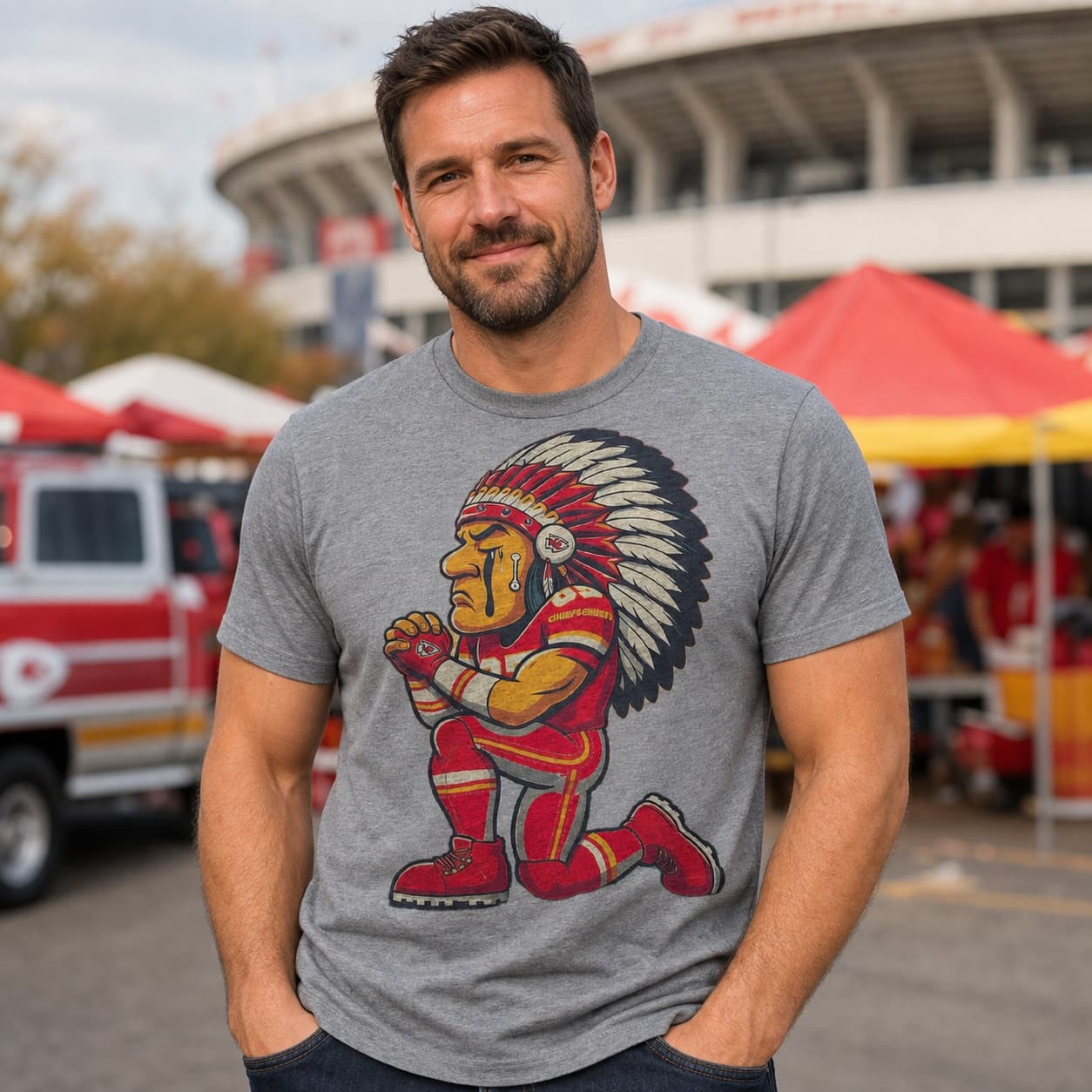 Kansas City Chiefs Praying for Chiefs Nation Retro Football Artwork Shirt