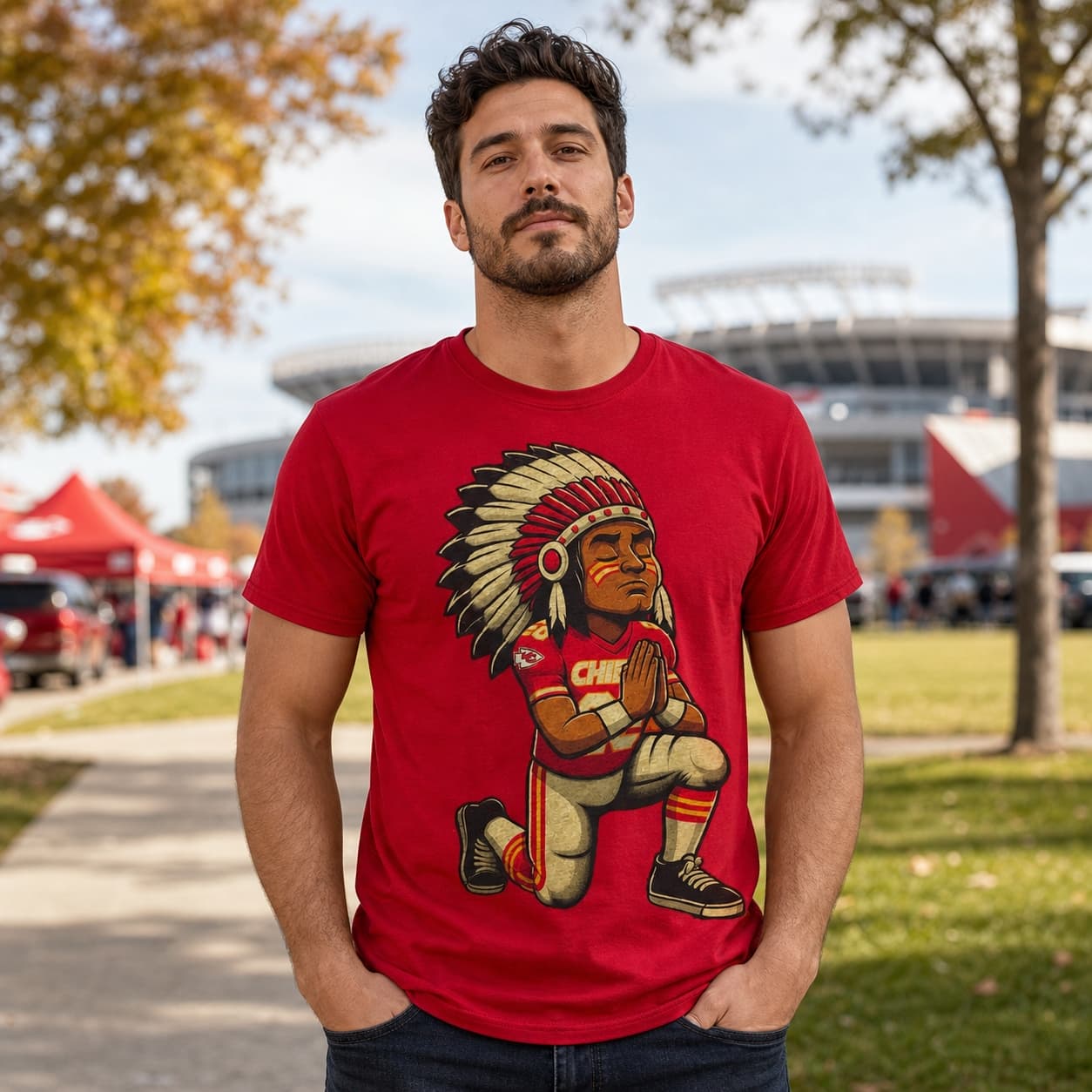 Kansas City Chiefs Praying Retro Football Mascot Artwork Shirt
